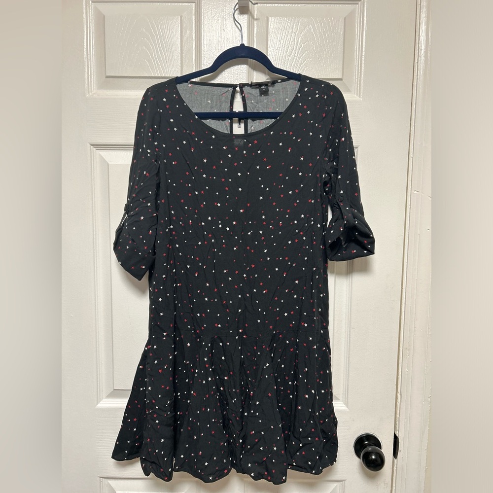Yumi Kim Black Starts Print Chemise Dress Size Small